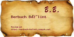 Berbuch Bálint névjegykártya